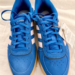 Adidas Breaknet Blue Sneakers with Pink Stripes